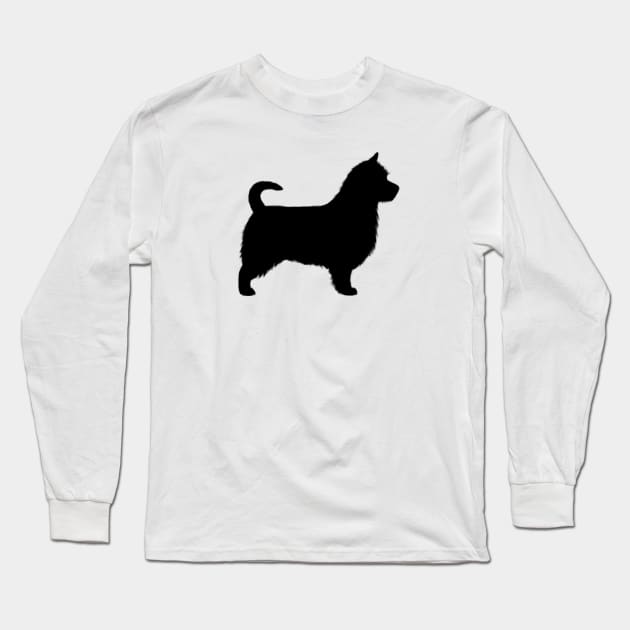 Australian Terrier with Long Tail Silhouette Long Sleeve T-Shirt by Coffee Squirrel